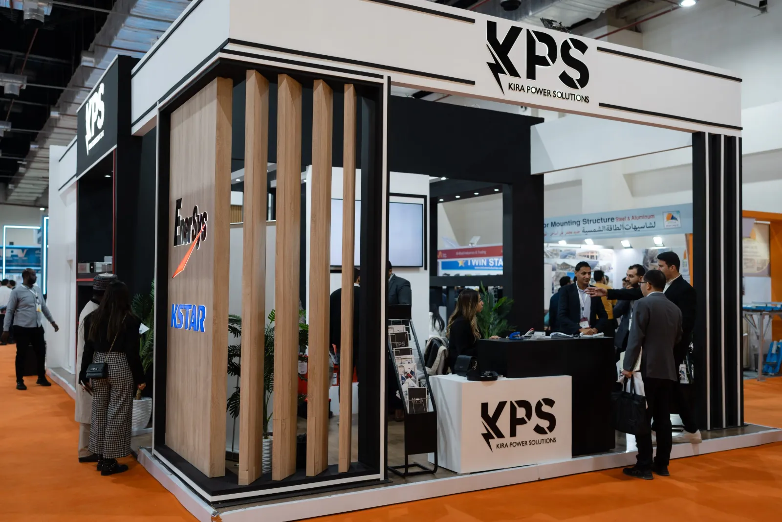 KPS team welcoming visitors at the Kira Power Solutions exhibition stand